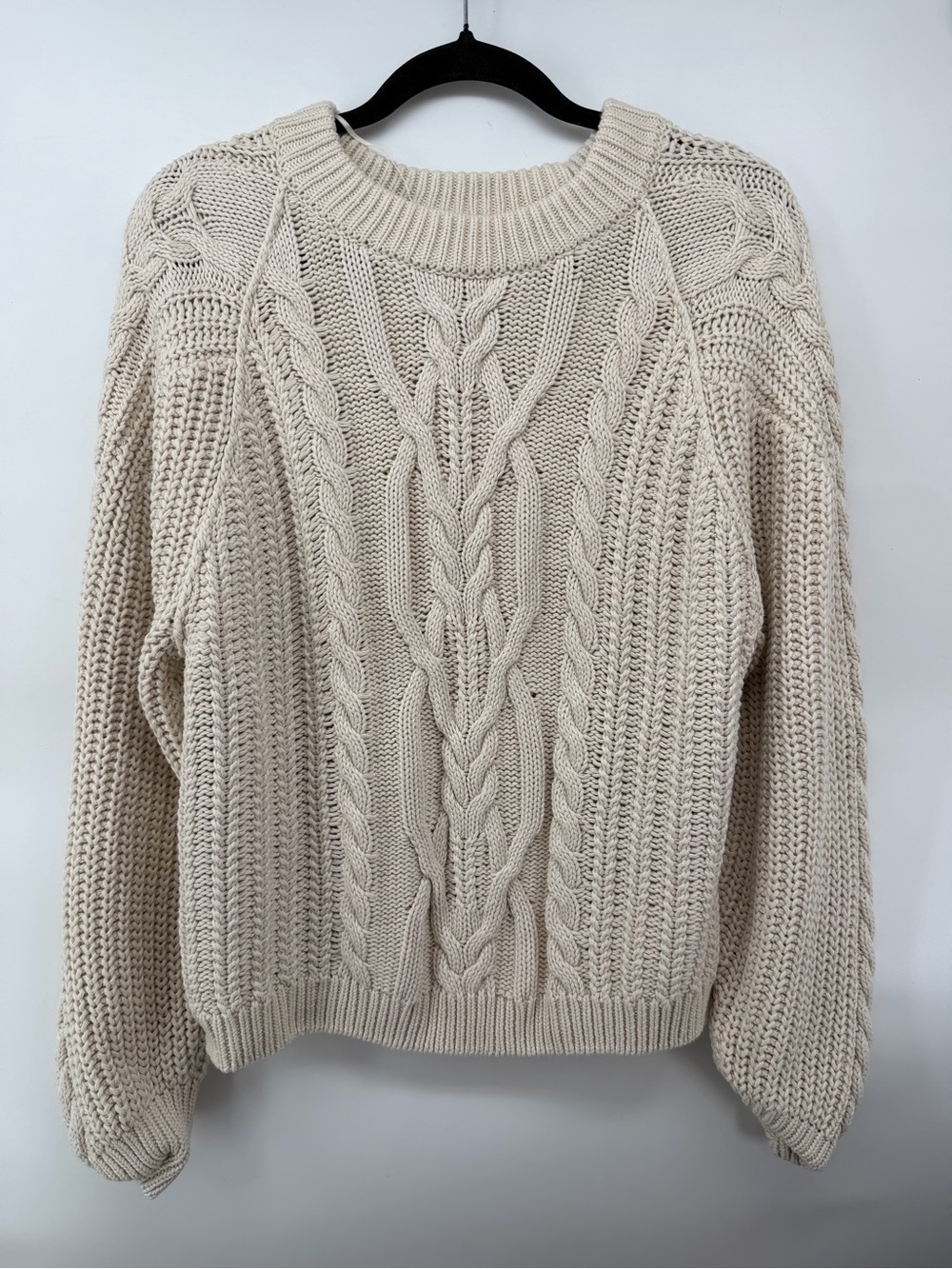 Free People Beige Cream Frankie Cable Sweater Medium - Picture 2 of 7